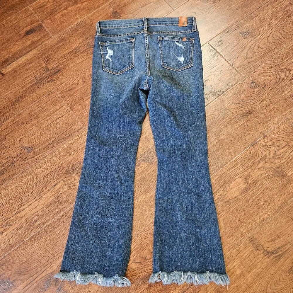 Angry Rabbit Distressed Blue Cropped Flare Jeans - Picture 8 of 9